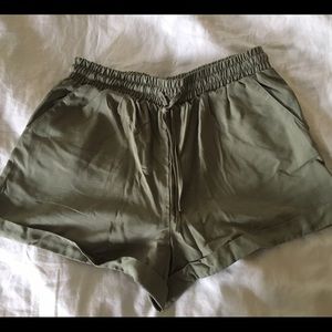 Olive Green Woven Shorts