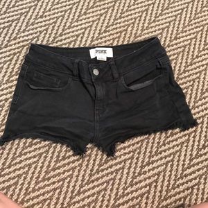 Black denim shorts