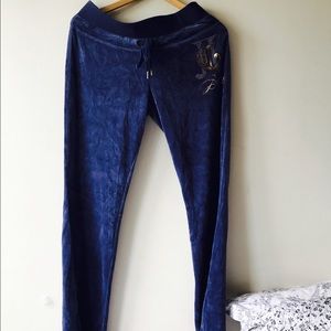 vintage navy blue suede Juicy Couture track pants