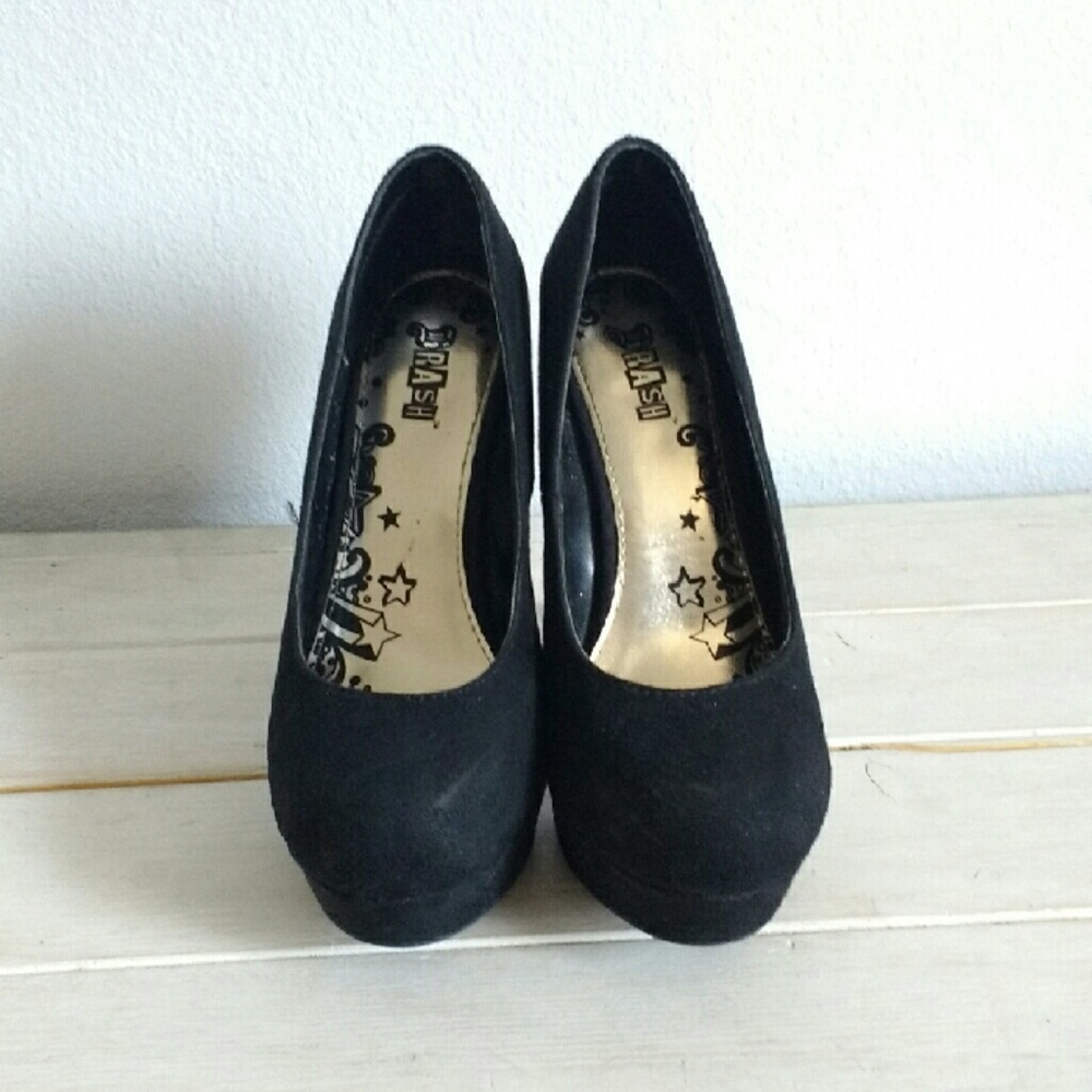 Black Faux Suede Pumps