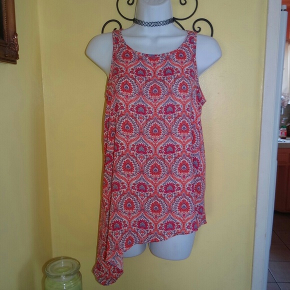 Pink Rose Asymmetrical Top - Picture 1 of 5