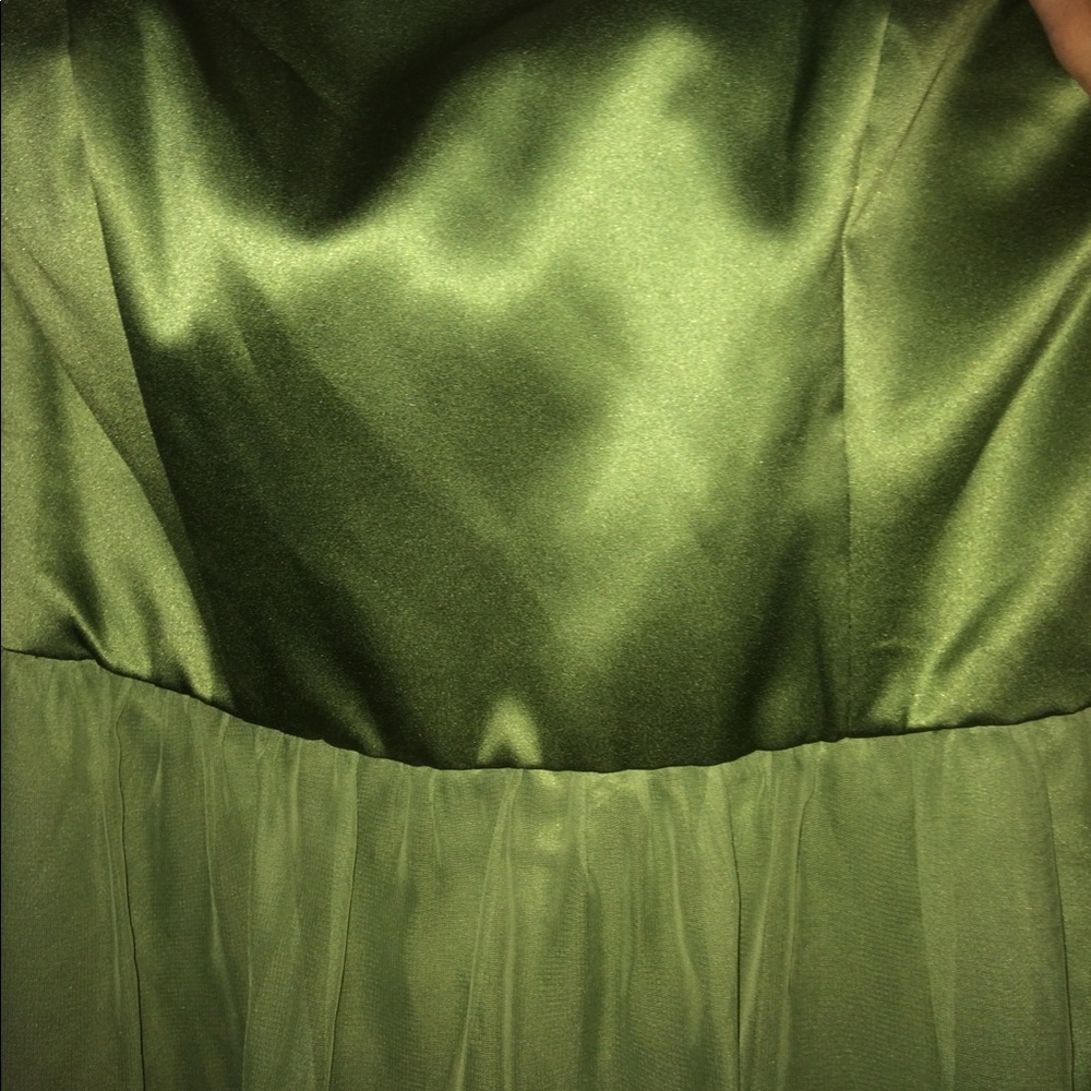 Short strapless olive green dress