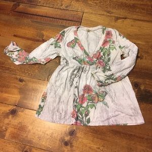 Extremely Soft Butterfly Flower Peasant Shirt