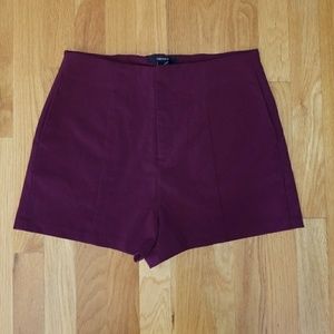 High waisted maroon shorts size M