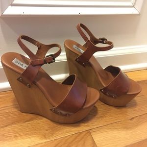 Steve Madden Brown Leather Platform Sandals