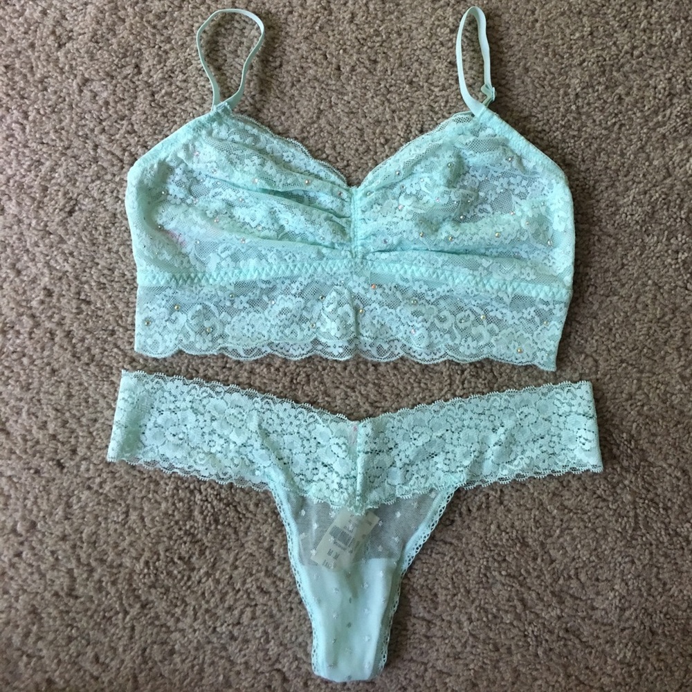 Rhinestone Bralette and Thong VS PINK