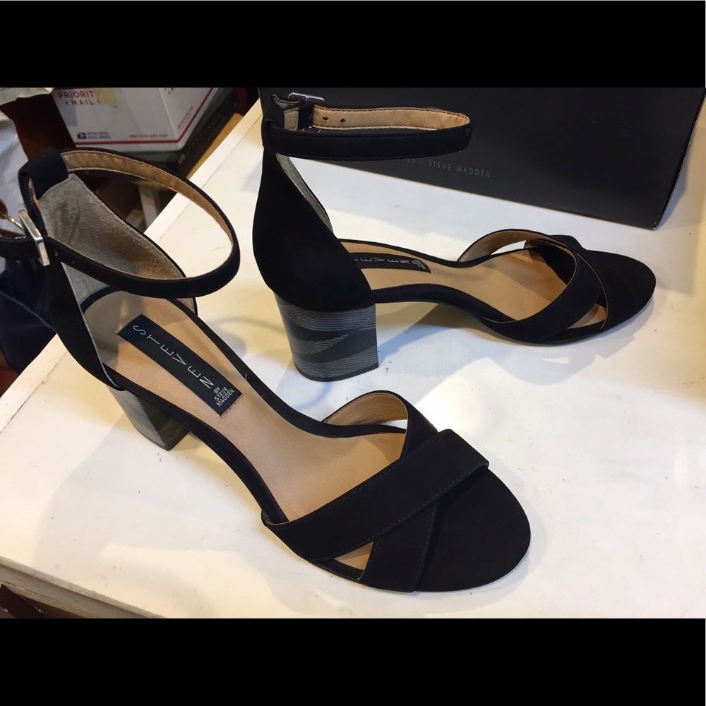 Steven by Steve Madden Black Nubuck Sandals