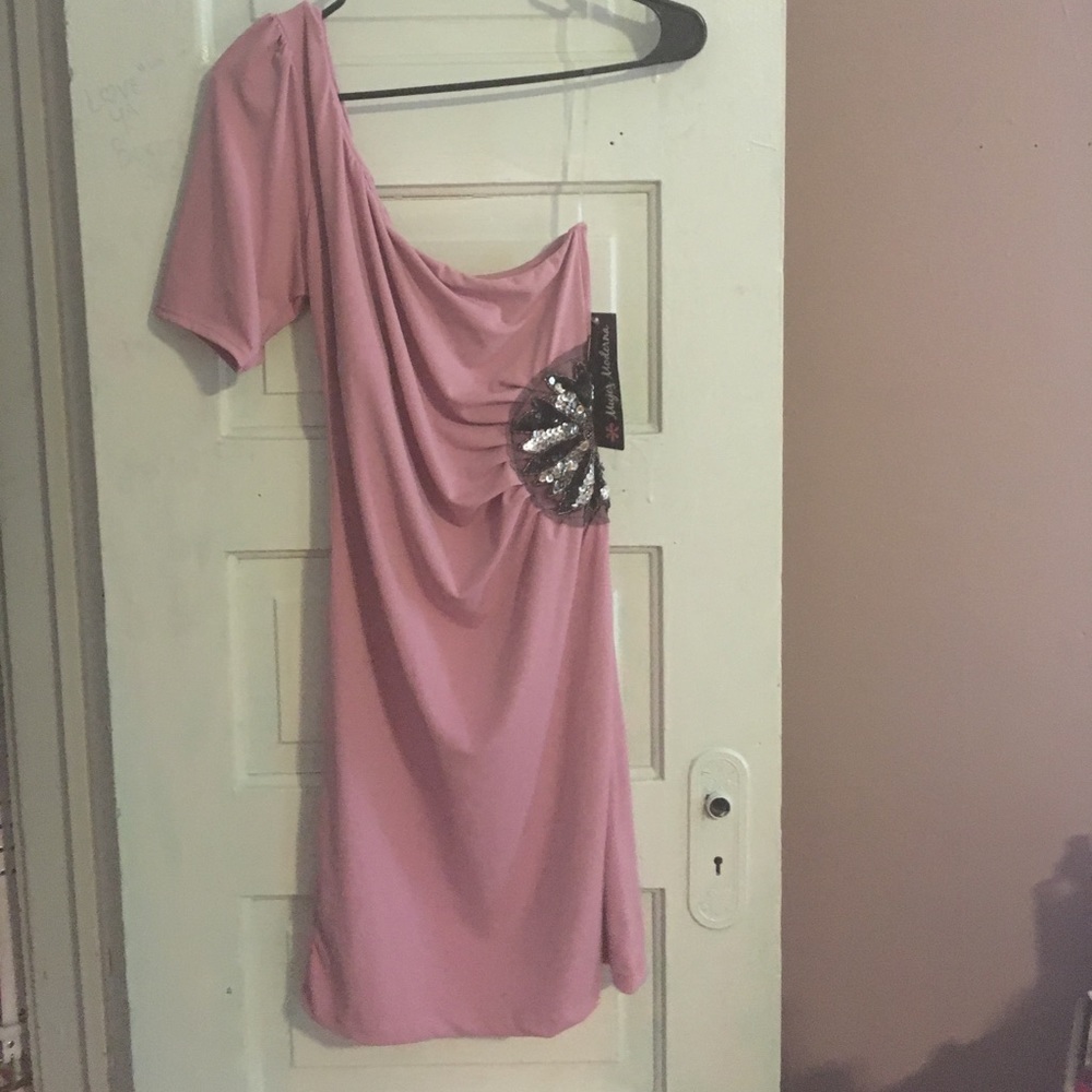 Light pink one shoulder dress