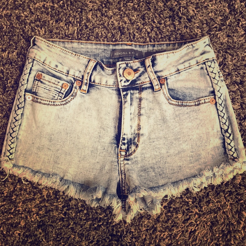 KENDALL &a KYLIE BRAIDED DENIM SHORTS
