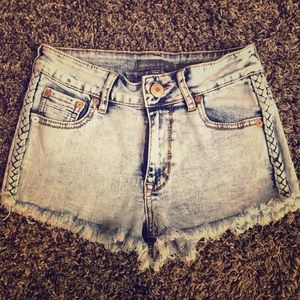 KENDALL &a KYLIE BRAIDED DENIM SHORTS