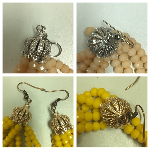 Crystal Tassel Earrings (Handmade) Diff. Colors - Picture 6 of 7