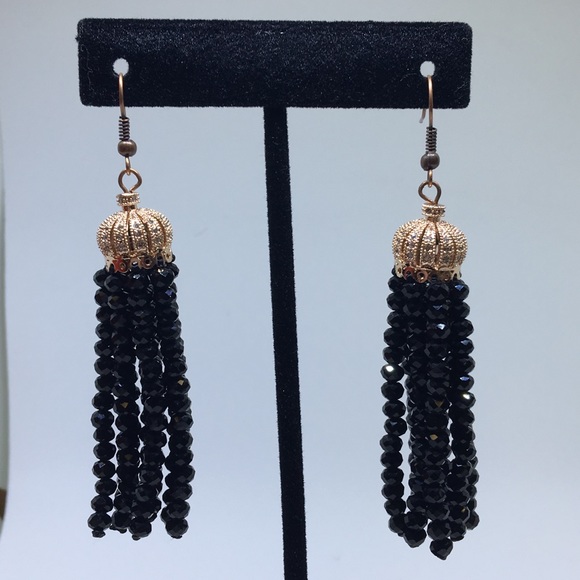 Crystal Tassel Earrings (Handmade) Diff. Colors - Picture 4 of 7
