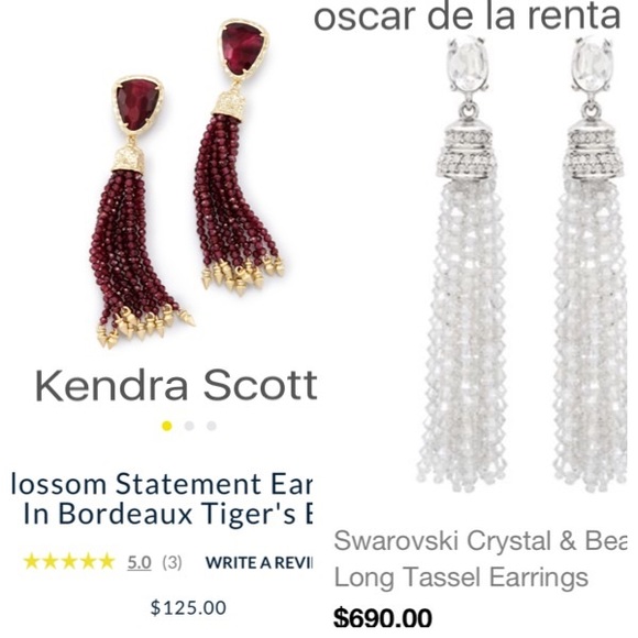 Crystal Tassel Earrings (Handmade) Diff. Colors - Picture 7 of 7