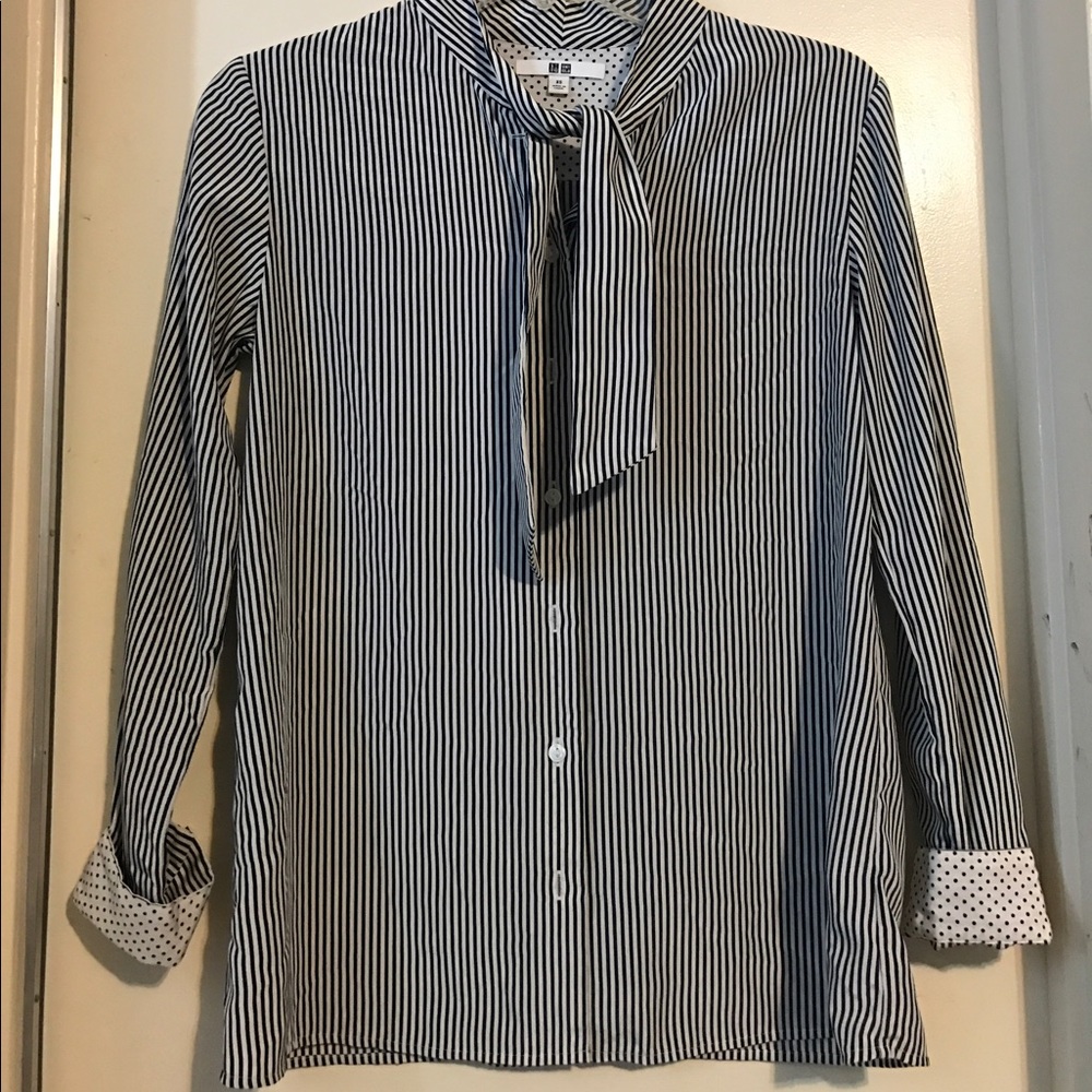 Stripe Chiffon Button Up