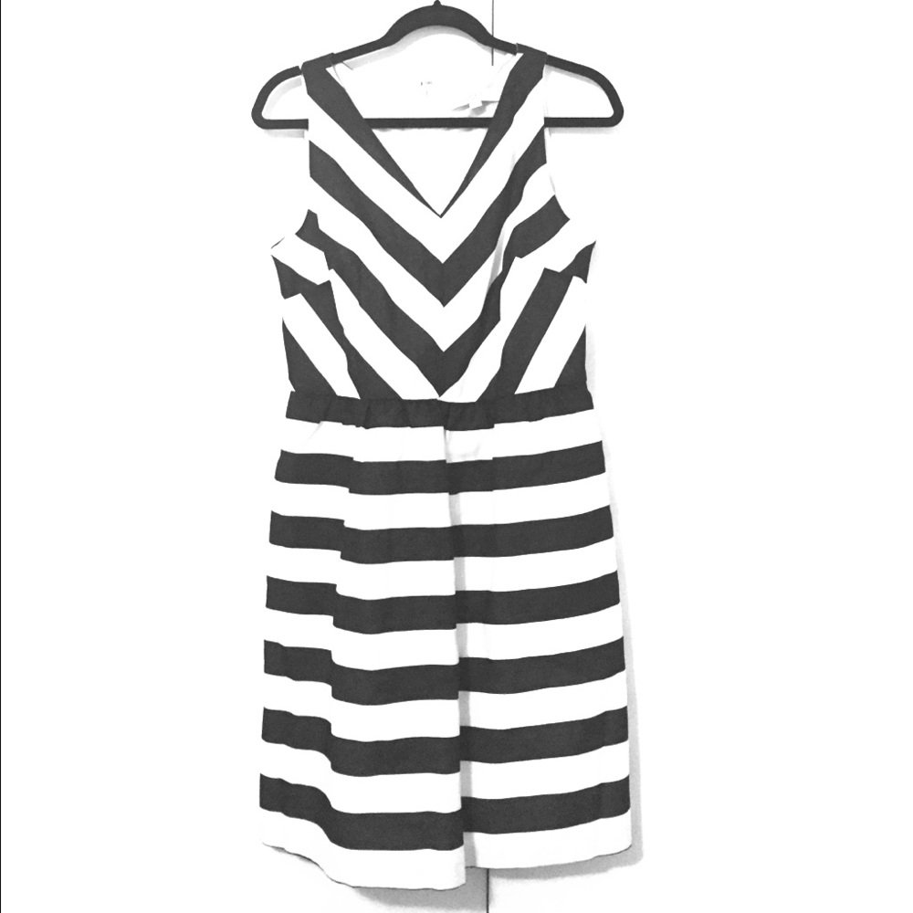 LOFT Black and White Striped Dress 8