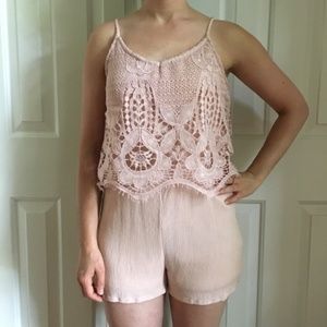 Light Pink Crochet Romper