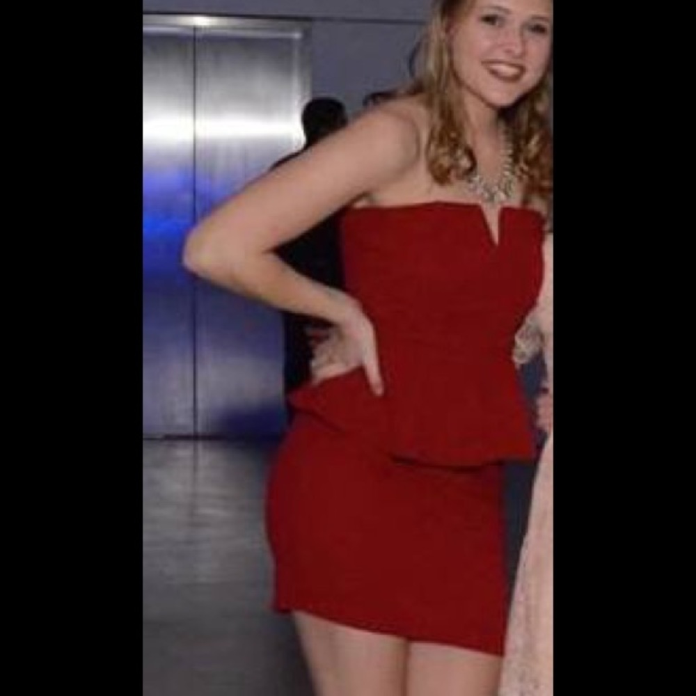 Red Peplum Mini Dress