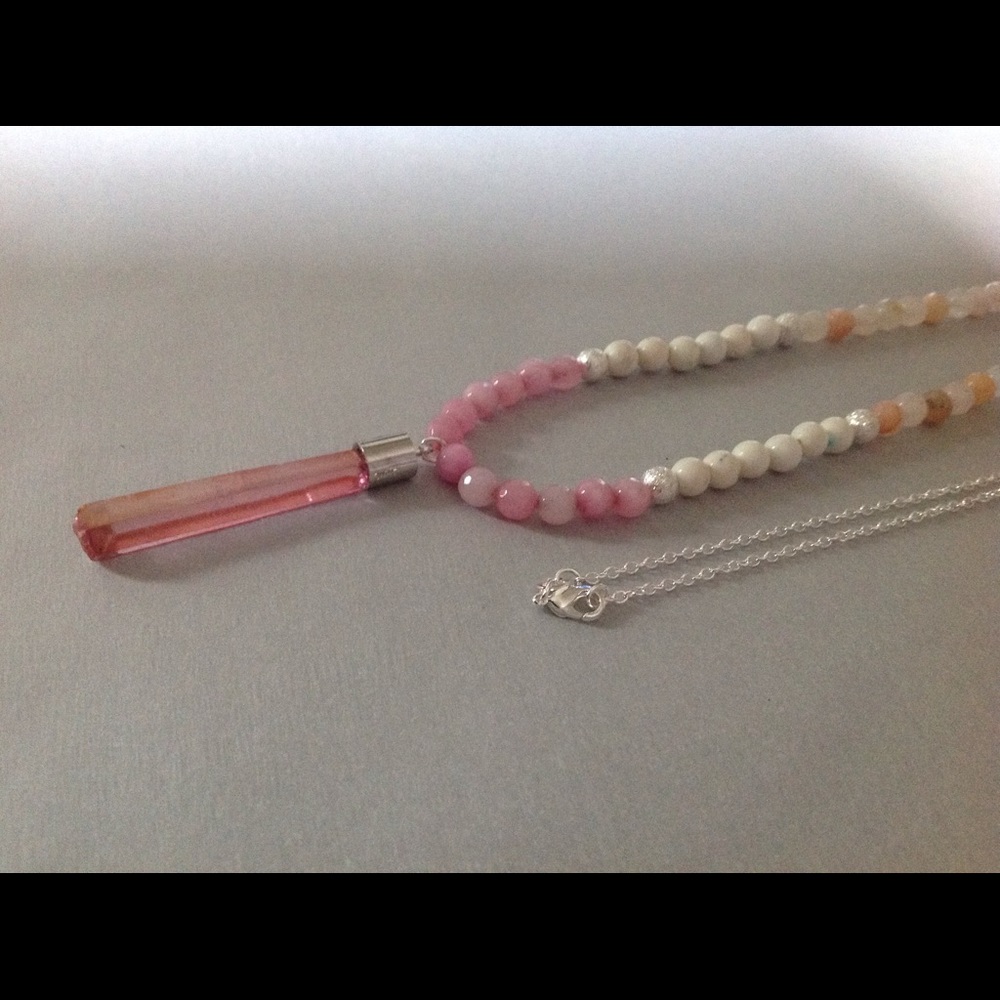 Sterling Quartz Turquoise Gemstone Necklace
