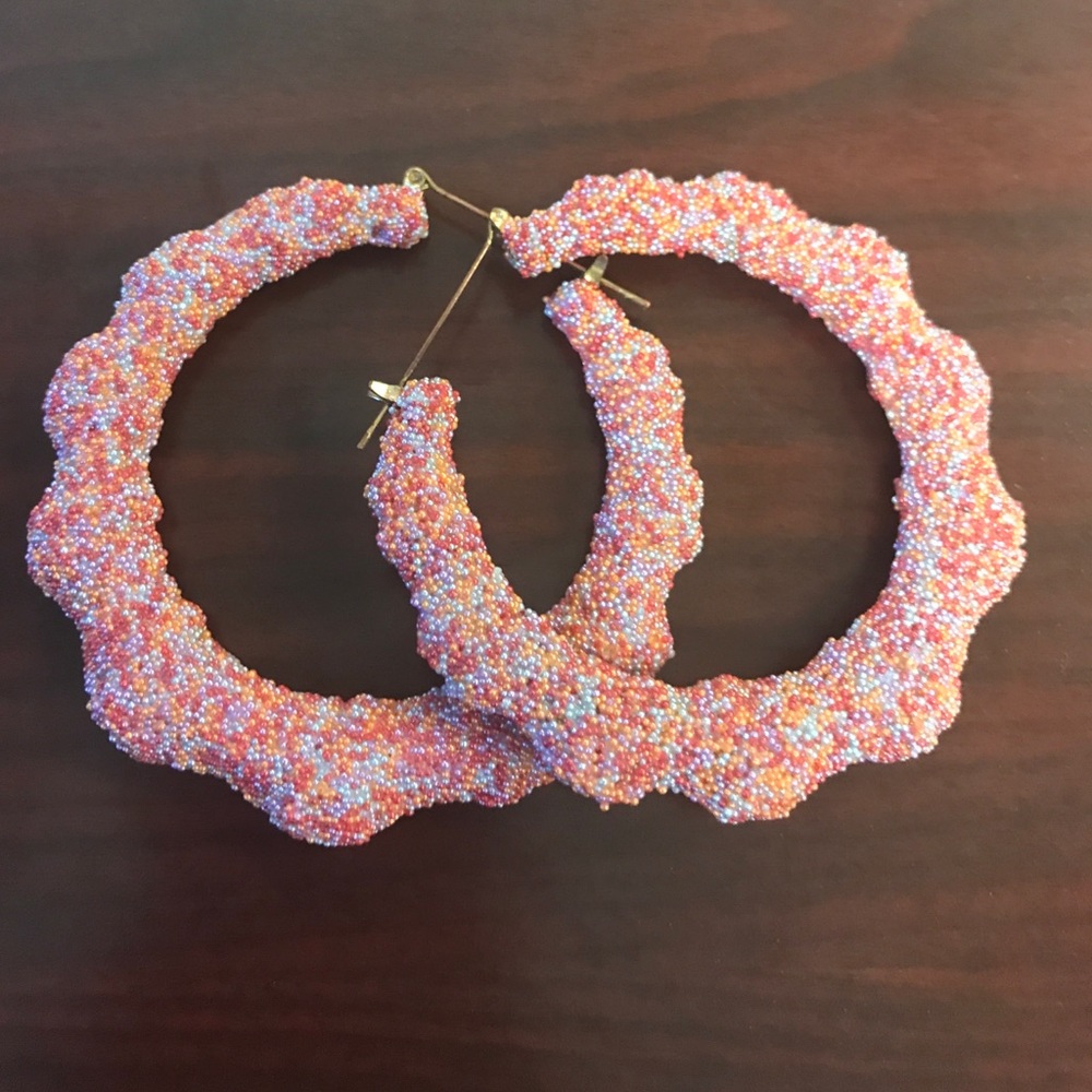 Colorful Beaded Hoop Earrings