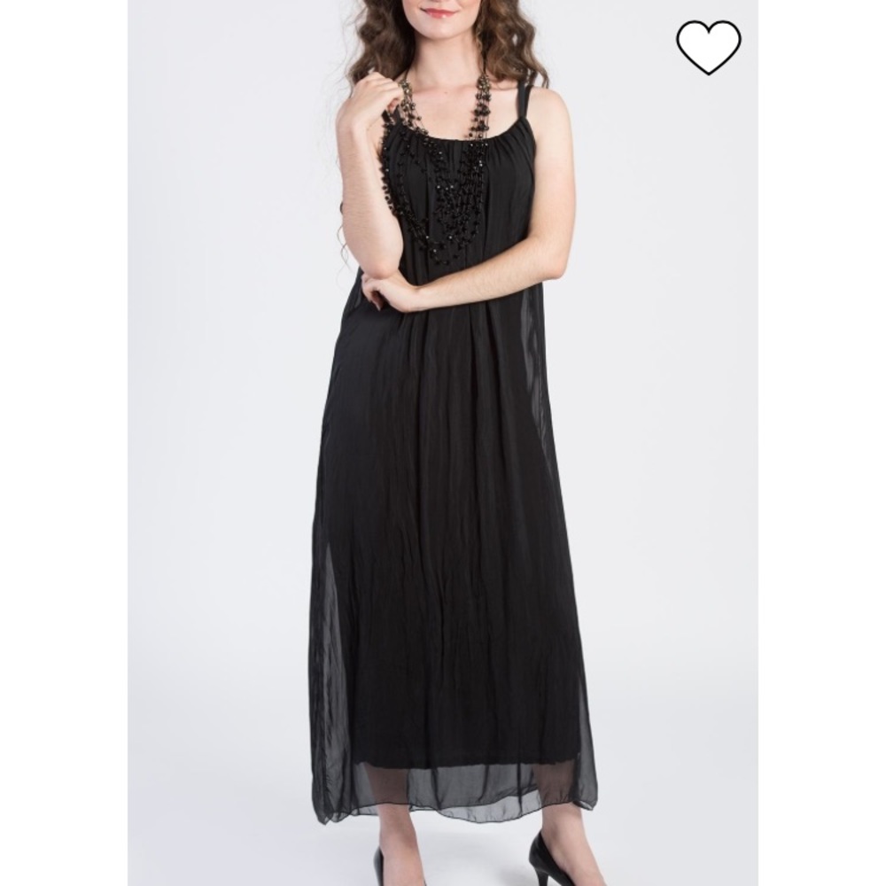 Black Pleated Maxi Dress