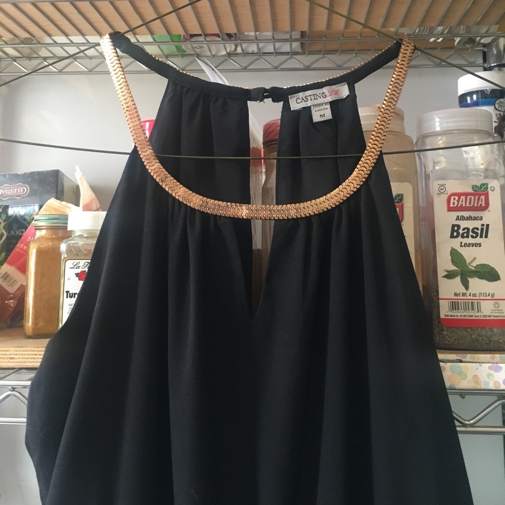 Long pants jumpsuit black and gold