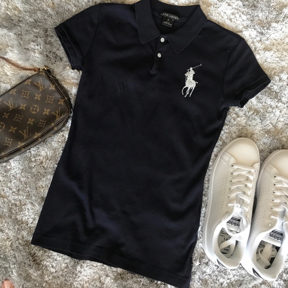 Ralph Lauren slim fit navy polo shirt