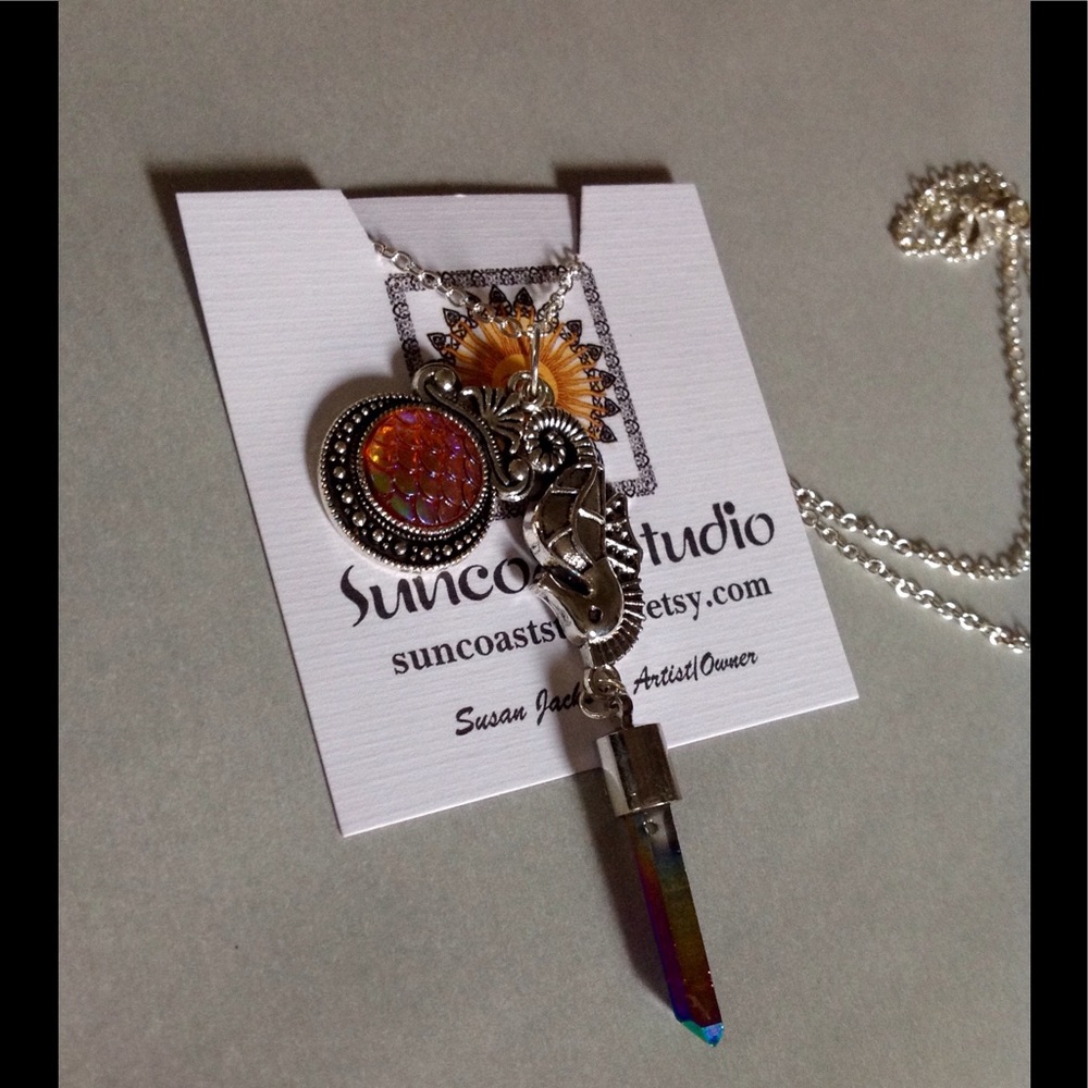 Silver Mermaid Gemstone Necklace