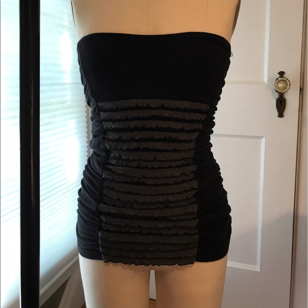 Free People black ruffle tube top size xs