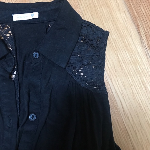 SOPRANO - High Low Black Top with Lace Cutouts - Picture 2 of 3