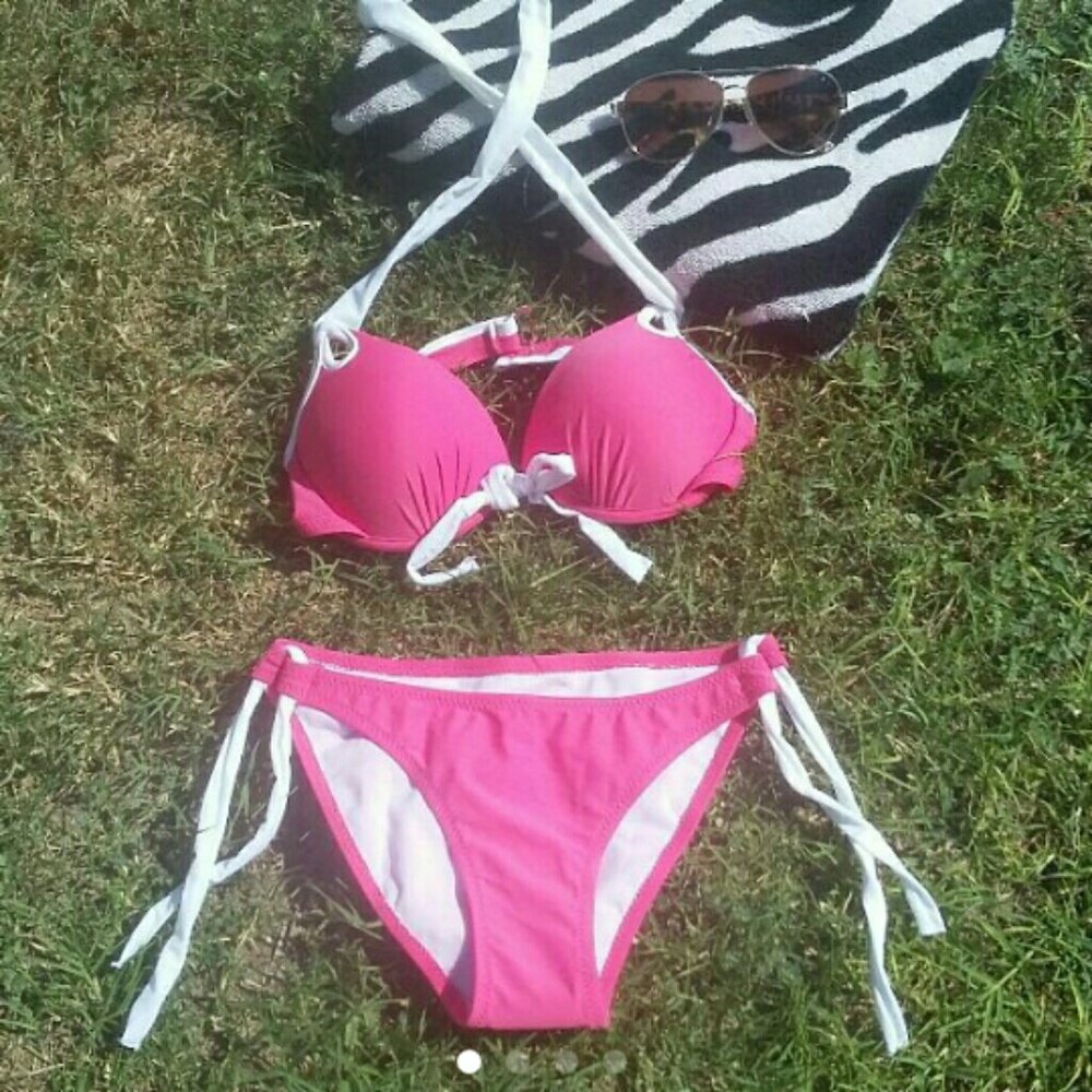Hot pink push up bikini