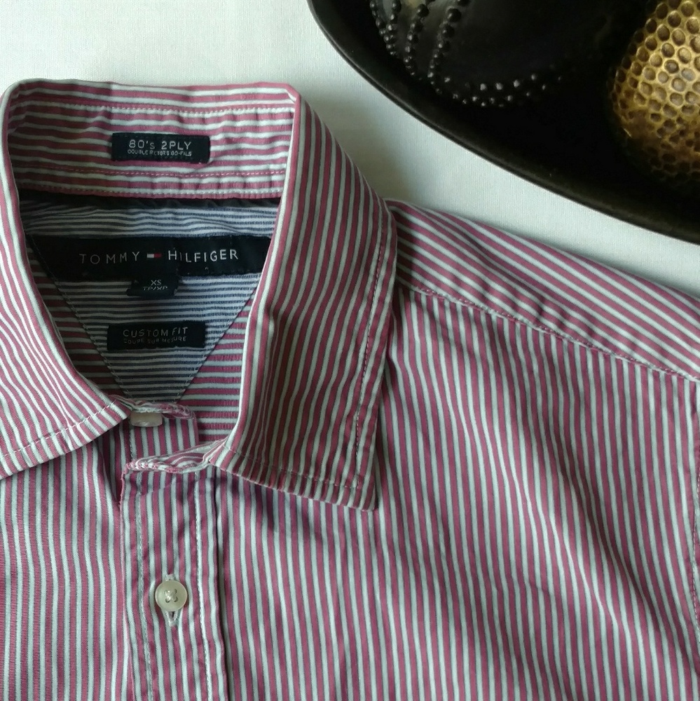 Tommy Hilfiger, mens, white/dk pink/light blue, xs