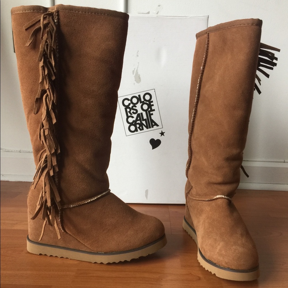 Colors of California wedge boots with Fringe