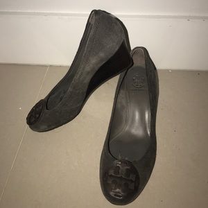 Tory Burch brown suede wedges
