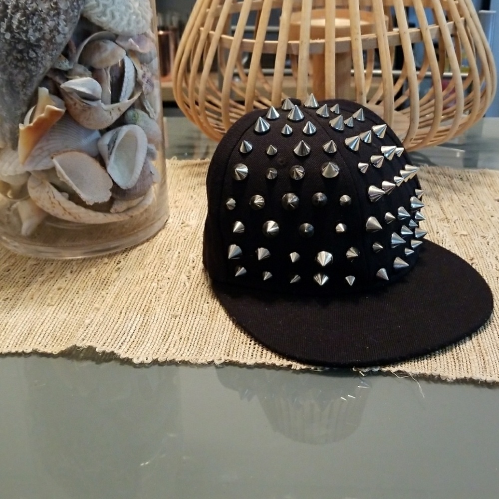 Studded black snapback