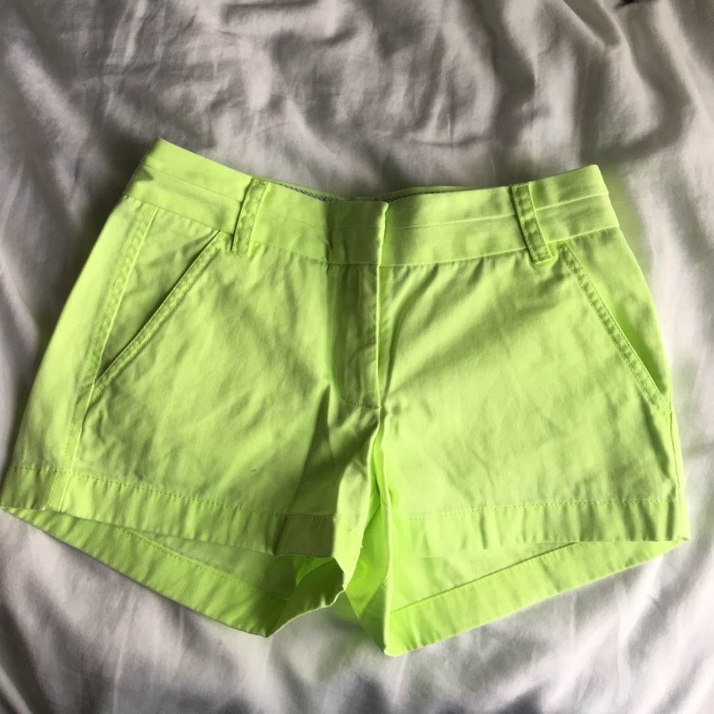 J. Crew neon yellow chino shorts