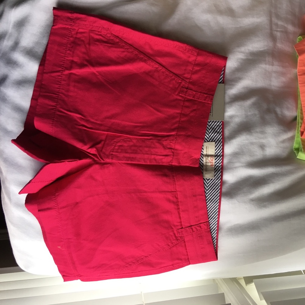 J. Crew Factory hot pink chino shorts