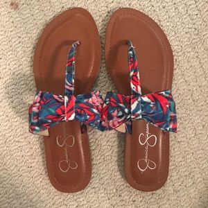 Printed Bow Sandals