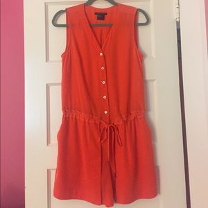 Orange Armani Exchange button-up v-neck romper