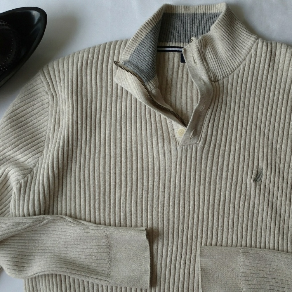 Nautica, men's sweater, beige, size XXL
