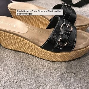 Prada Black Leather Wedges - LIKE NEW!