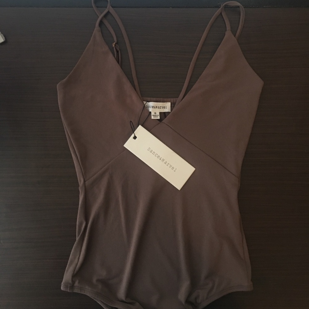 Dance & Marvel strappy / caged brown bodysuit