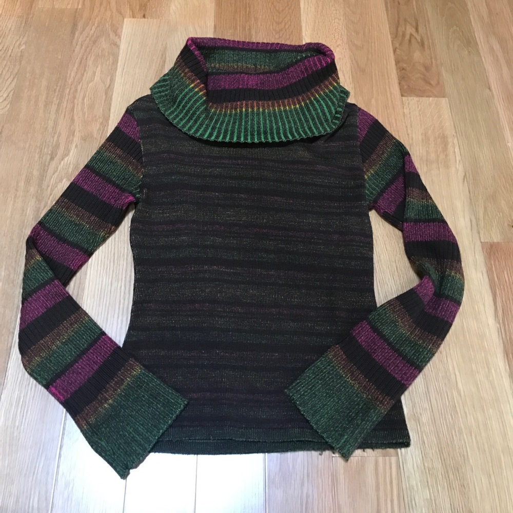 COCCOLE - Striped Turtleneck Sweater