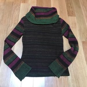 COCCOLE - Striped Turtleneck Sweater