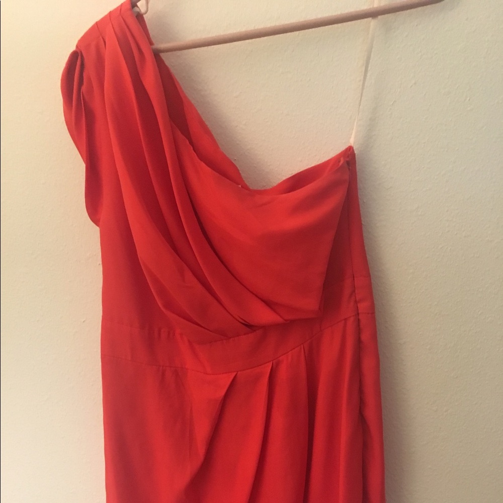 Coral One-Shoulder Tulip skirt dress