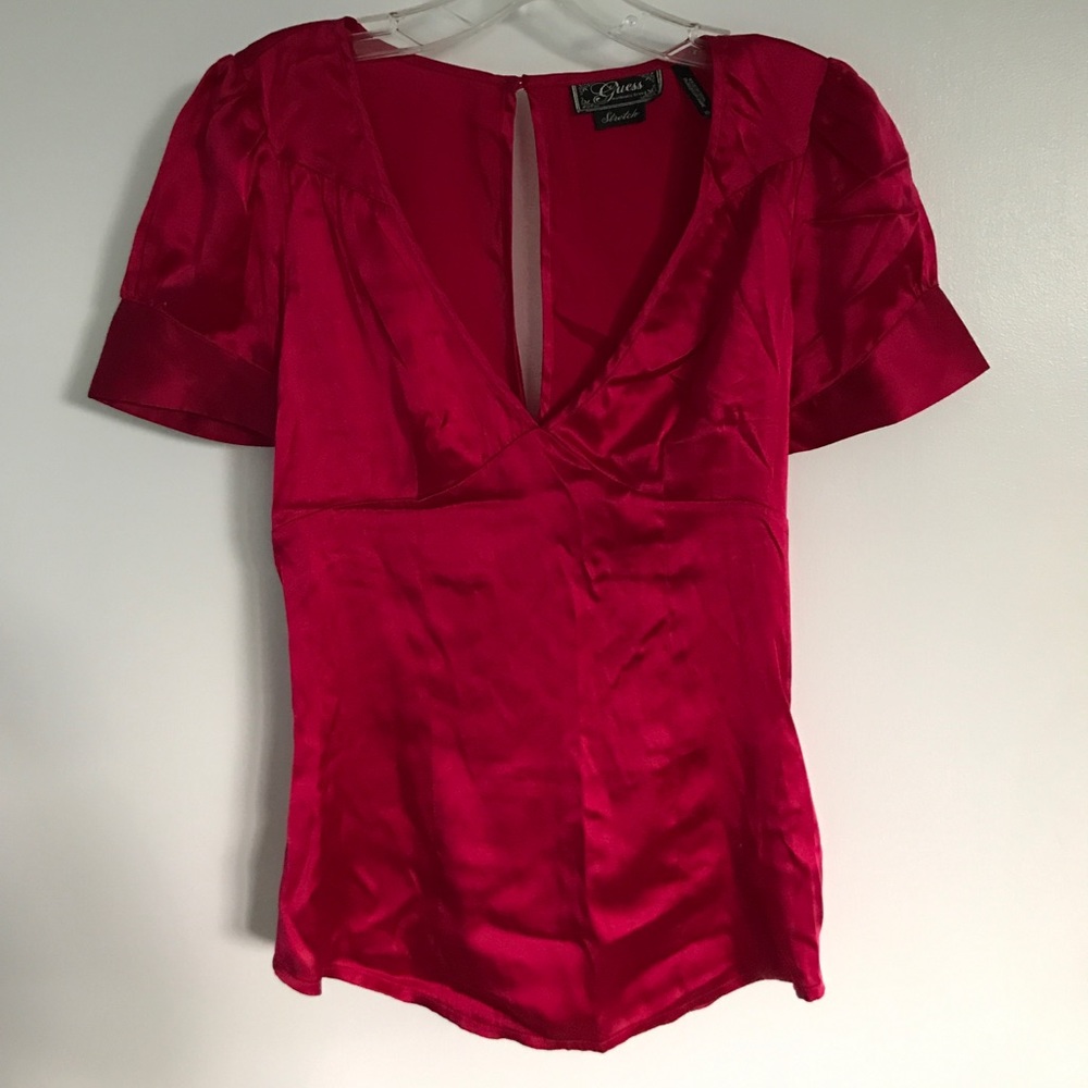 Guess Red Silk Top
