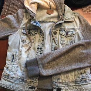 American Eagle jean jacket hoodie