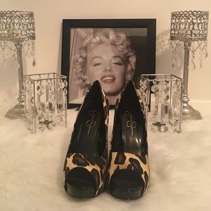 Jessica Simpson Leopard Open Toe Pumps