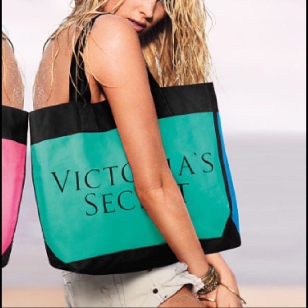 Victoria's Secret colorblock green/blue tote bag