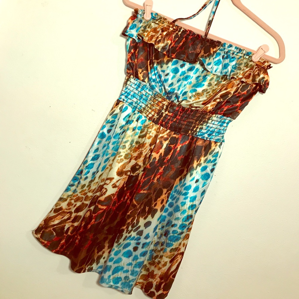 Grass collection leopard print summer dress