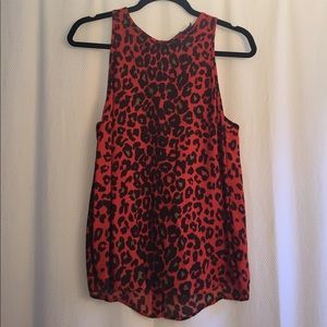 ALC SnapBack Leopard Silk Tank, size M